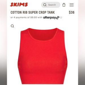 Skims cotton rib super crop tank in Ruby XS